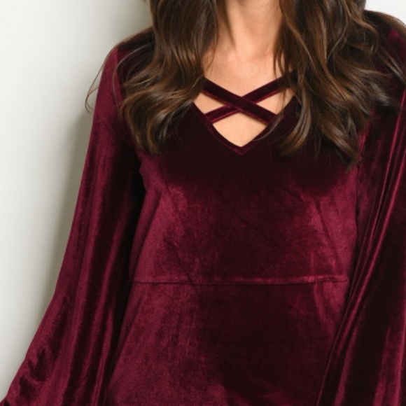 BURGUNDY VELVET TOP - Picture 3 of 3